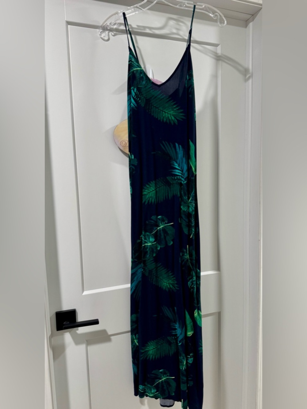 Old Navy Navy Maxi Skirt with Green Tropical Print